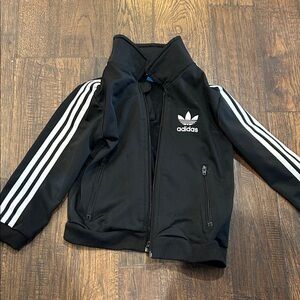 adidas Kids Black Jacket with White Stripes